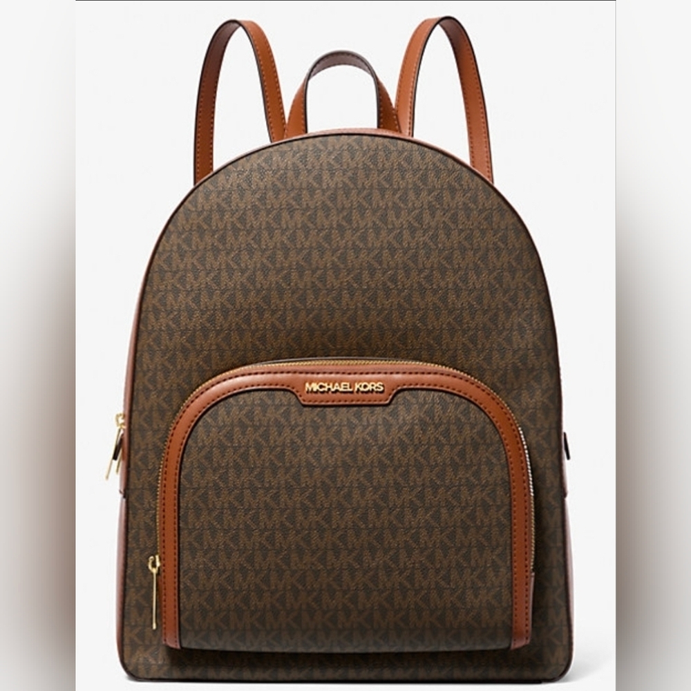 Michael Kors Monogram Brown Backpack - Picture 1 of 9